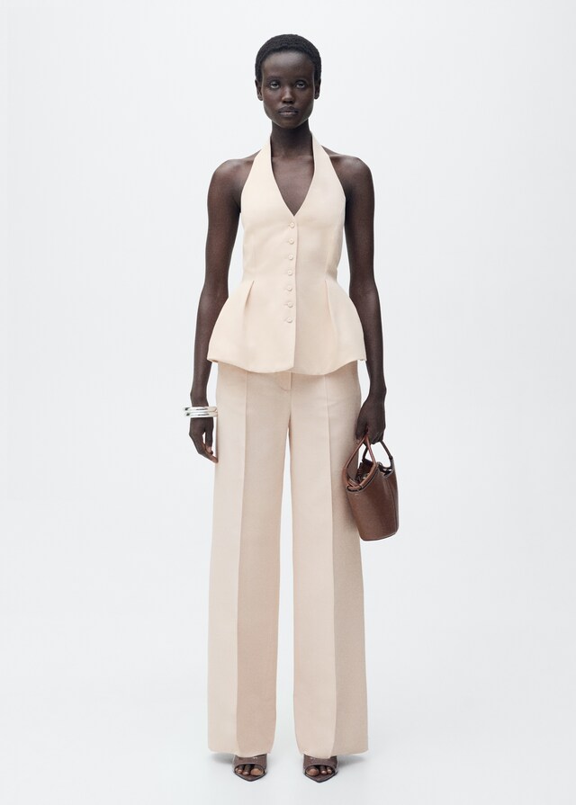 Mango Chaleco cuello halter pinzas Tienda