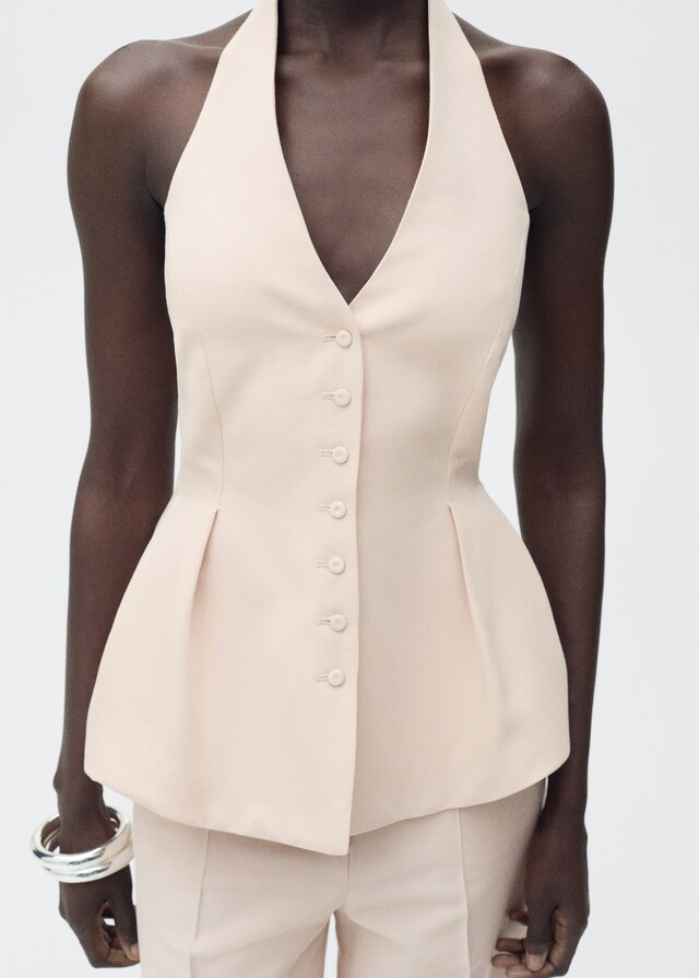 Mango Chaleco cuello halter pinzas Tienda