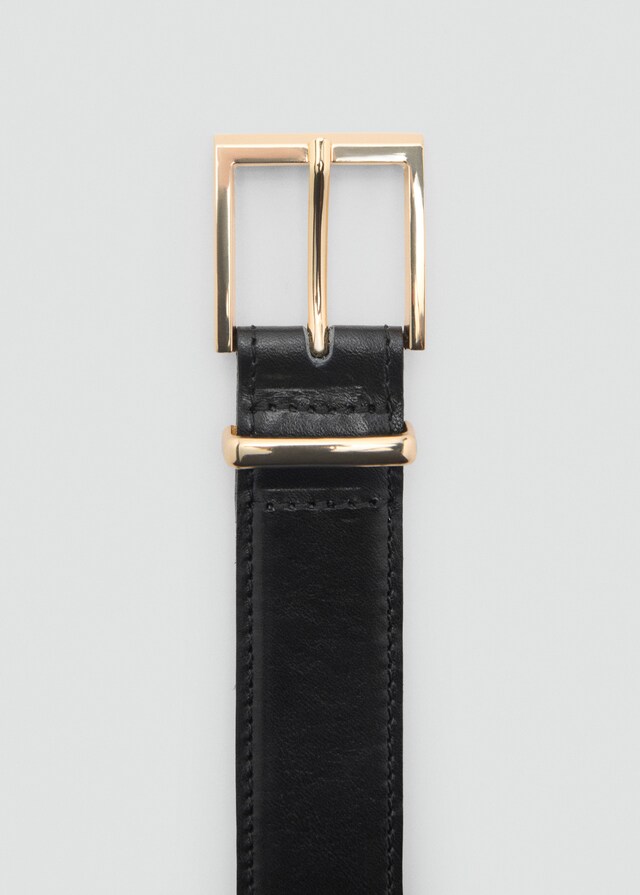 Mango Cinturón piel hebilla cuadrada Última moda