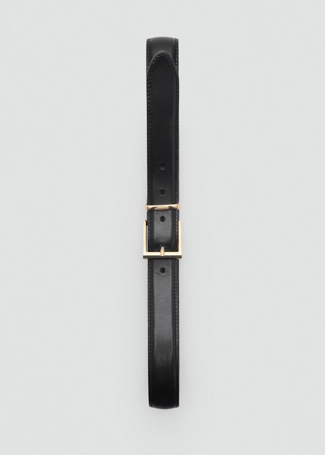 Mango Cinturón piel hebilla cuadrada Última moda