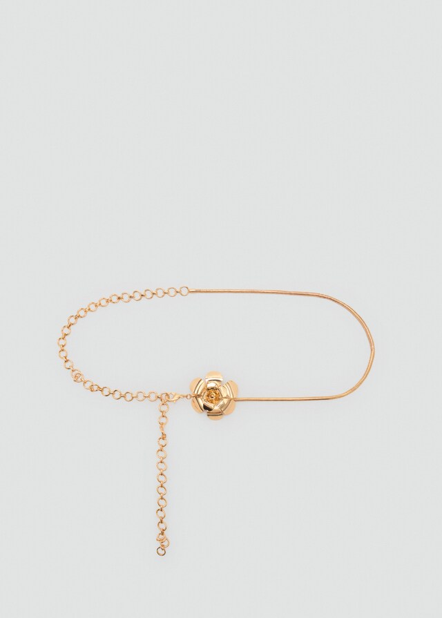 Mango Cinturón metálico combinado adorno flor Ofertas especiales