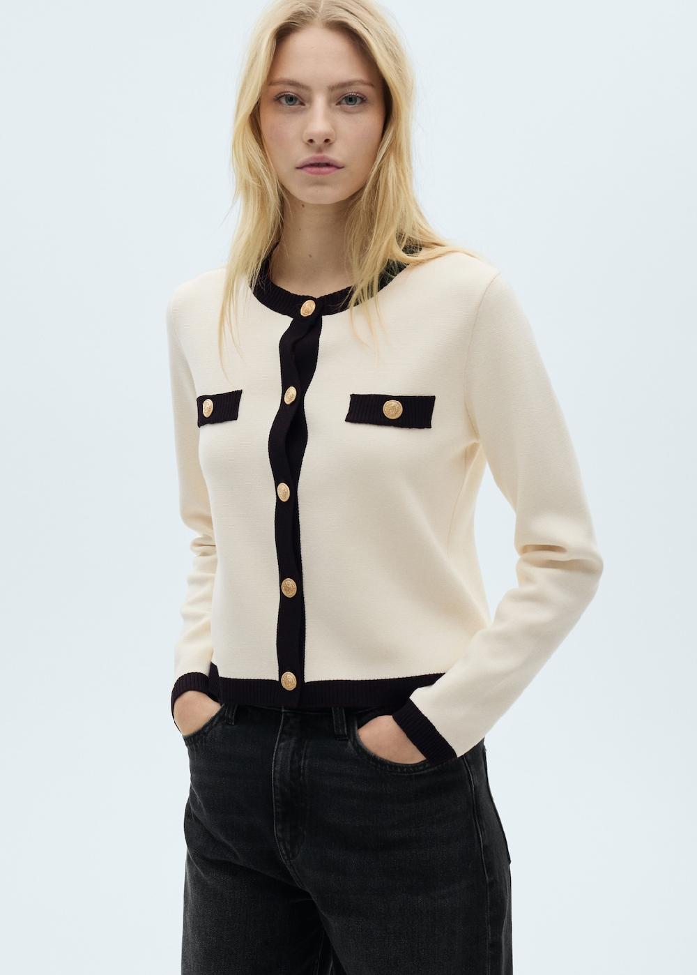 Mango Chaqueta punto botones joya