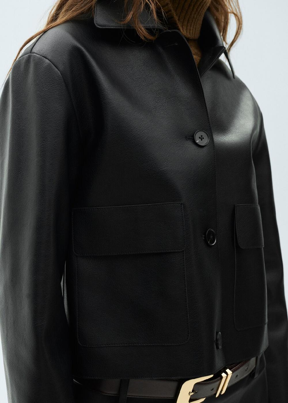 Mango Chaqueta efecto piel bolsillos
