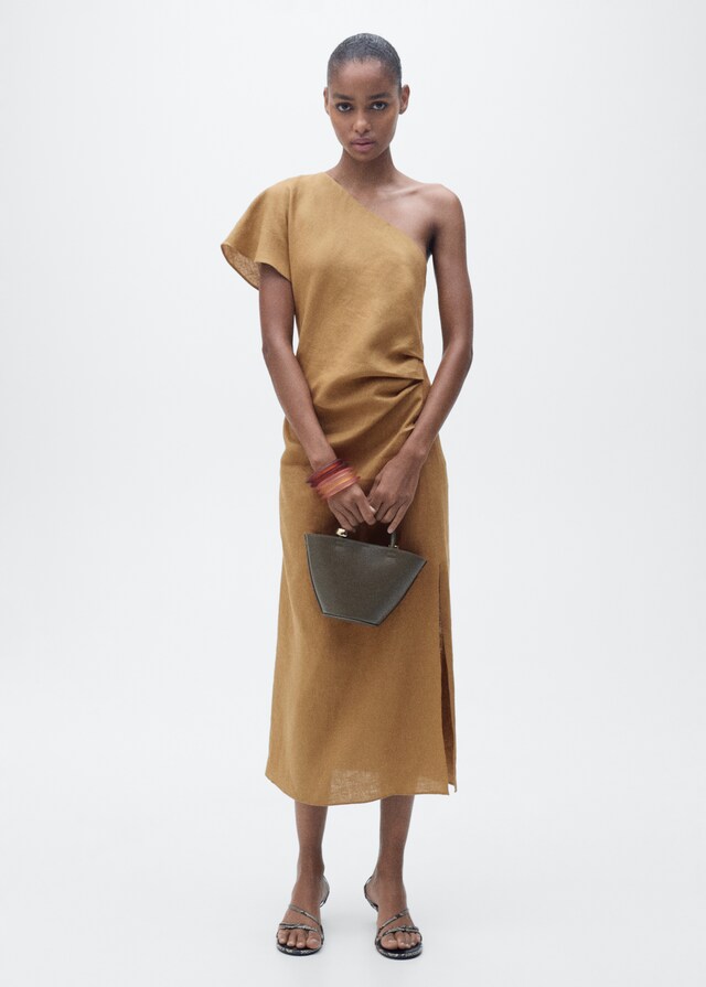 Mango Vestido lino asimétrico Outlet