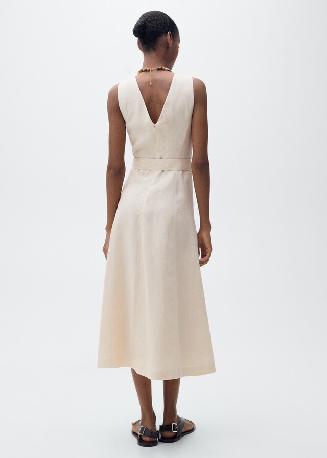 Mango Vestido lino cinturón Outlet online