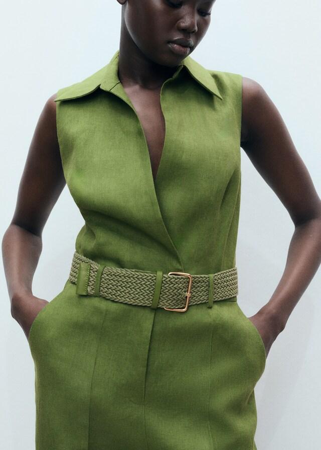 Mango Mono camisero lino cinturón Rebajas