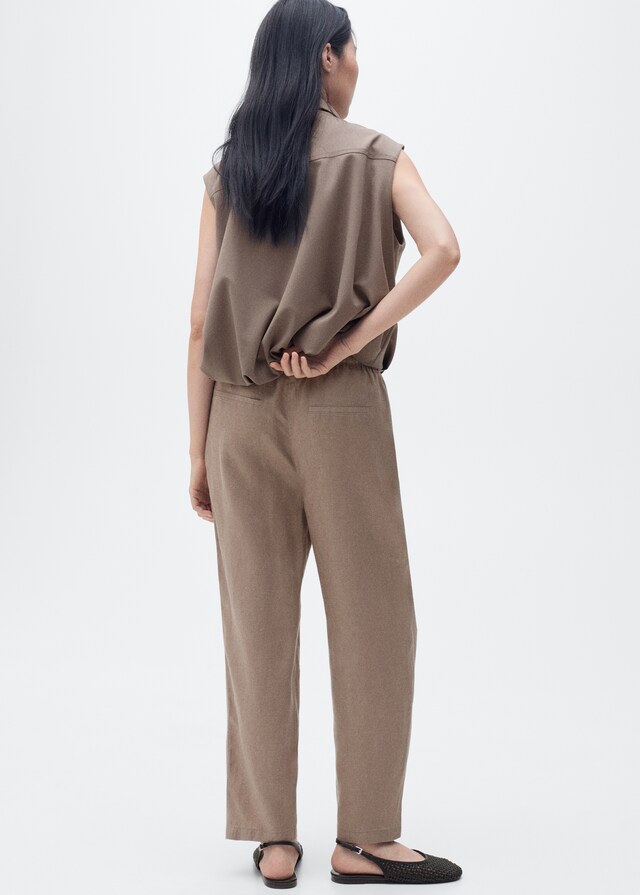 Mango Pantalón recto crop lino Venta caliente
