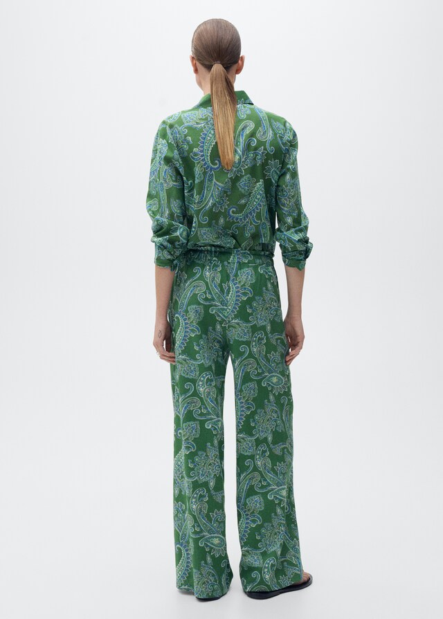 Mango Pantalón lino paisley En oferta