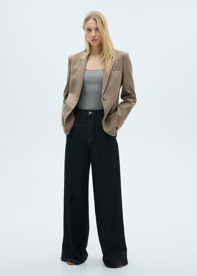 Mango Blazer recta micro pata de gallo Descuento