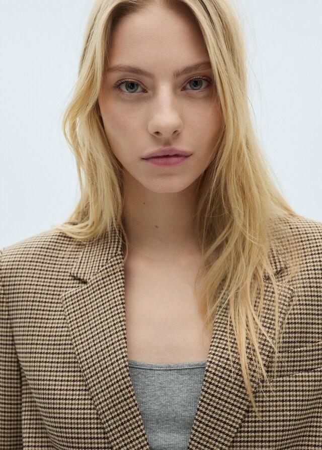Mango Blazer recta micro pata de gallo Descuento