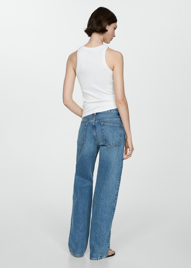 Mango Top canalé algodón Superdescuento