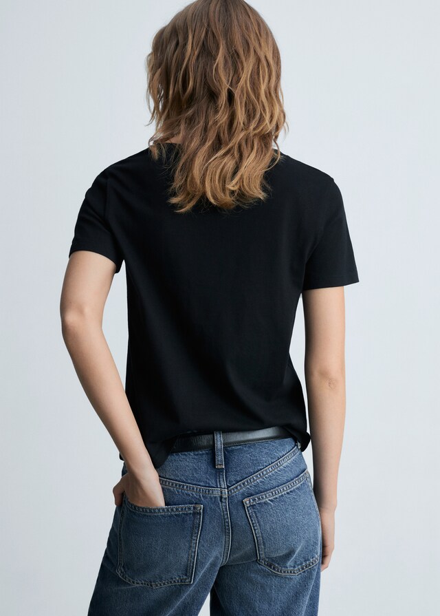 Mango Camiseta algodón cuello pico Libre de impuestos