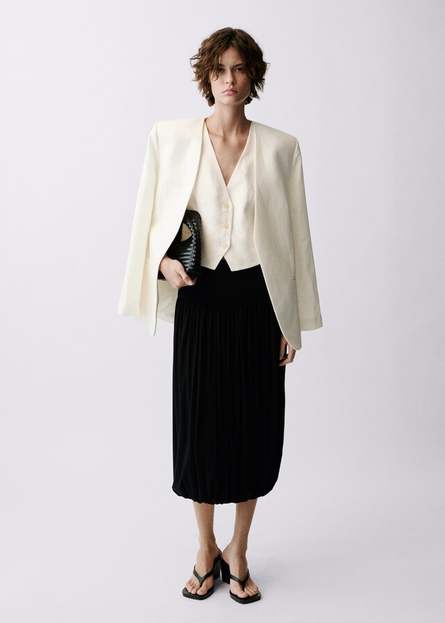 Mango Chaleco traje lino 2025