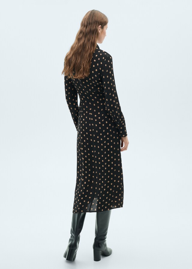 Mango Vestido camisero topos detalle nudo Ventas relámpago