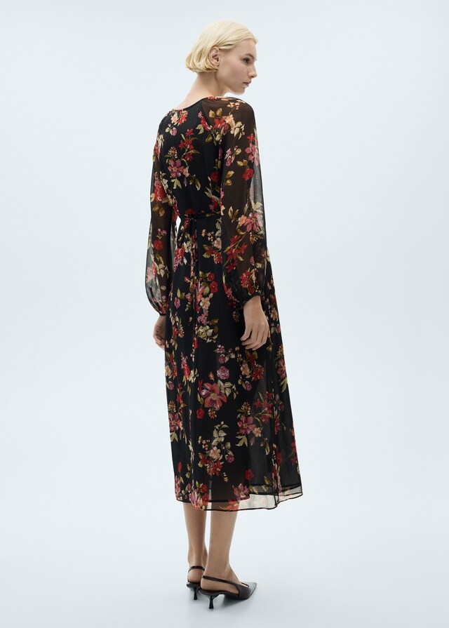 Mango Vestido floral manga abullonada Liquidación