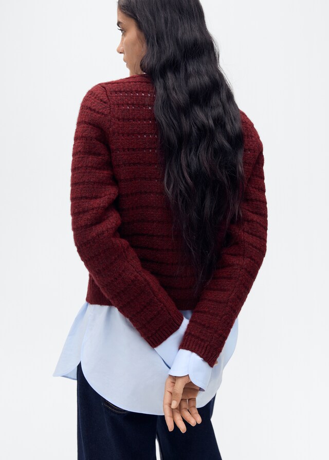 Mango Chaqueta punto detalles calados Mejor oferta