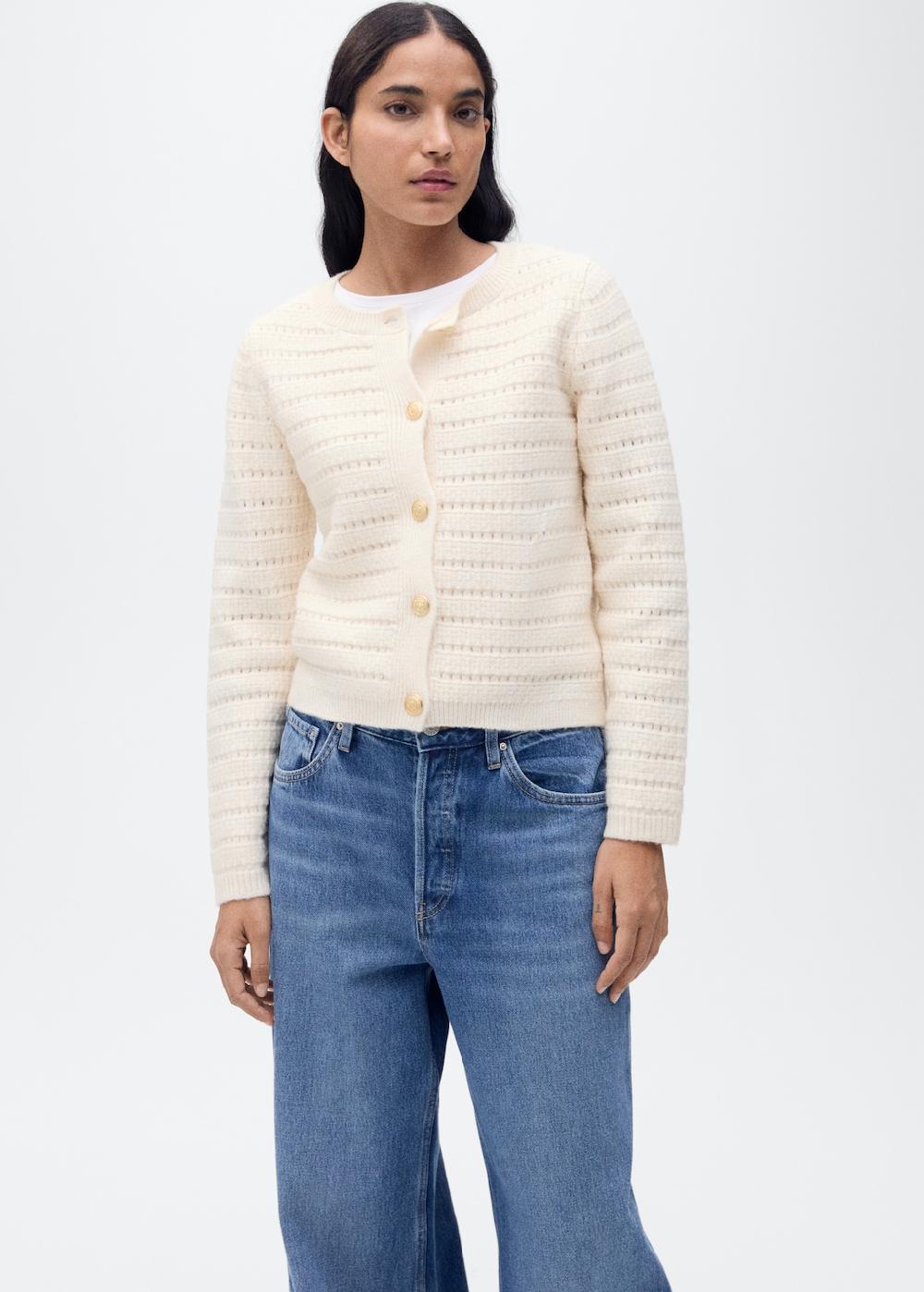 Mango Chaqueta punto detalles calados