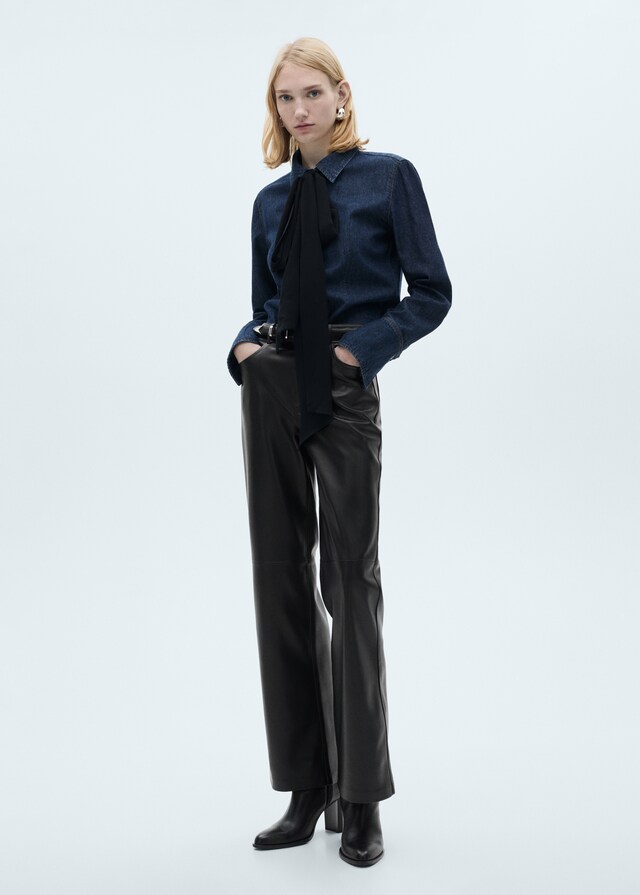 Mango Pantalón recto efecto piel Solo hoy
