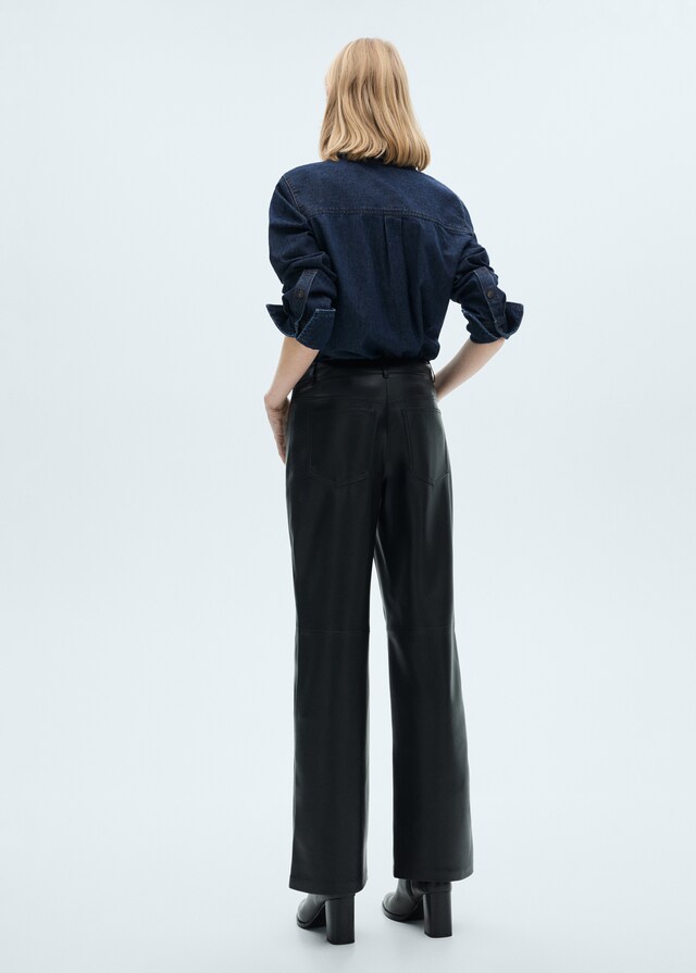 Mango Pantalón recto efecto piel Solo hoy