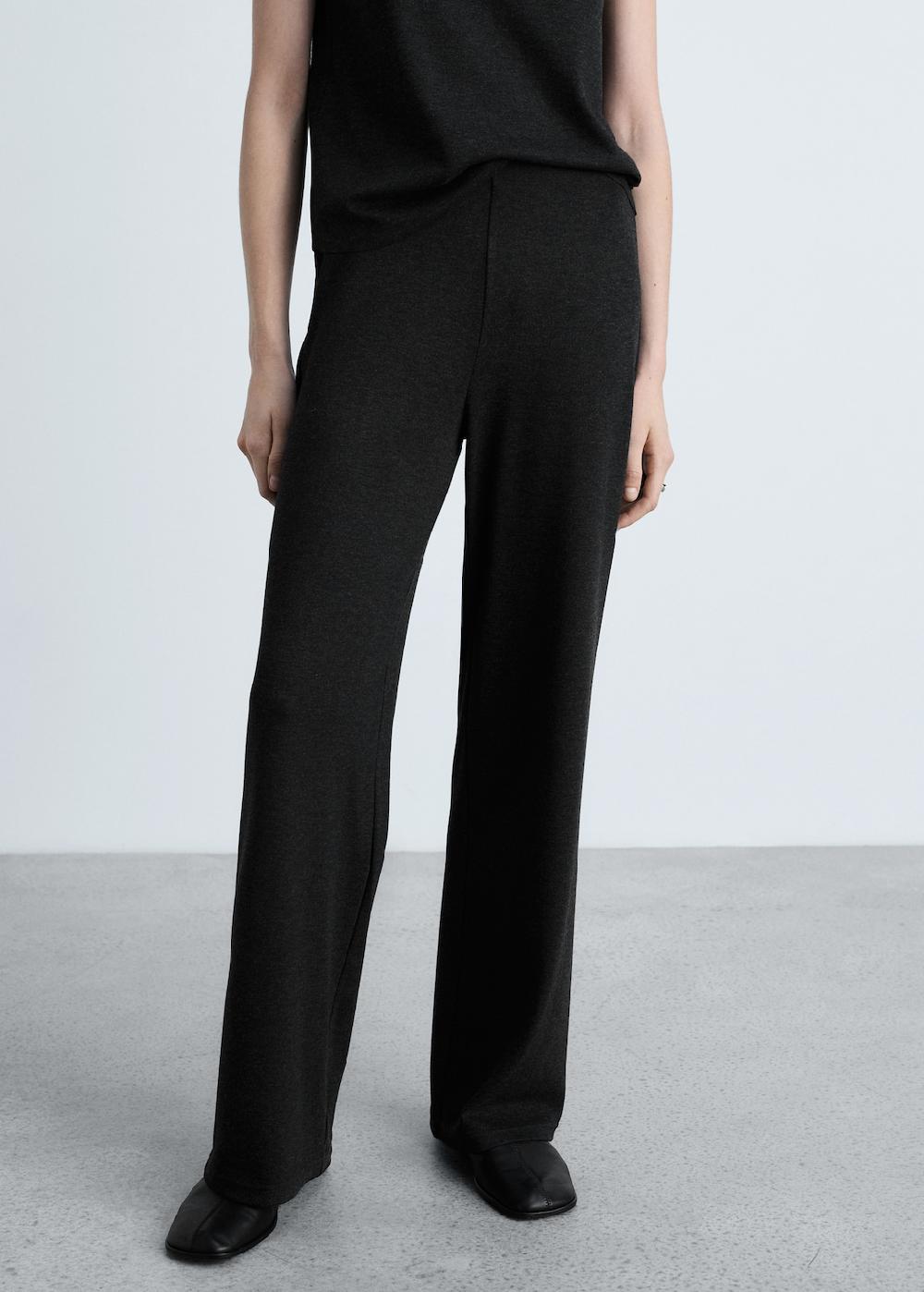 Mango Pantalón wideleg punto fino