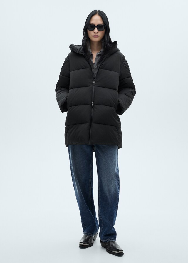 Mango Anorak midi acolchado capucha Tienda de fábrica