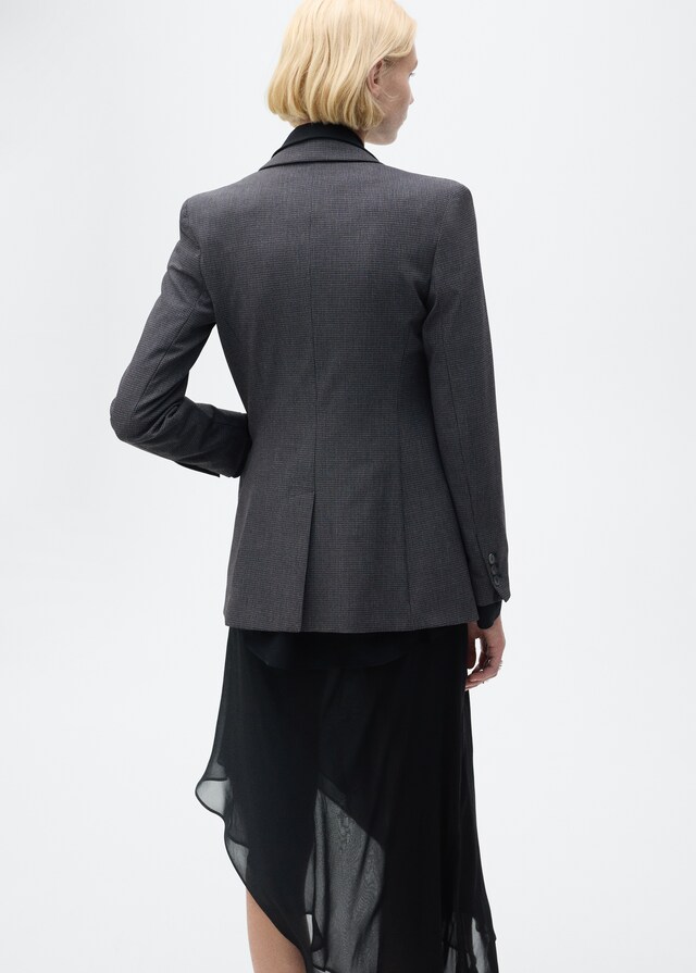 Mango Blazer recta micro pata de gallo Última moda