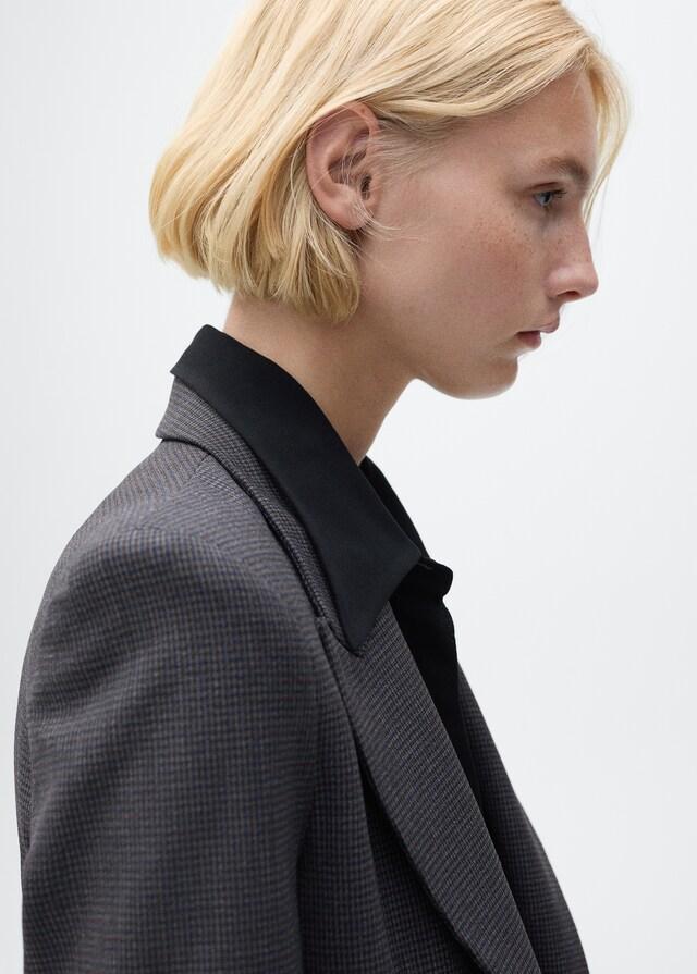 Mango Blazer recta micro pata de gallo Última moda