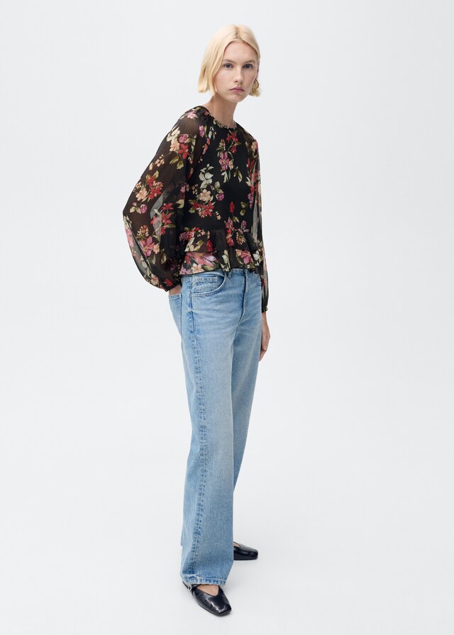 Mango Blusa floral volantes 2025
