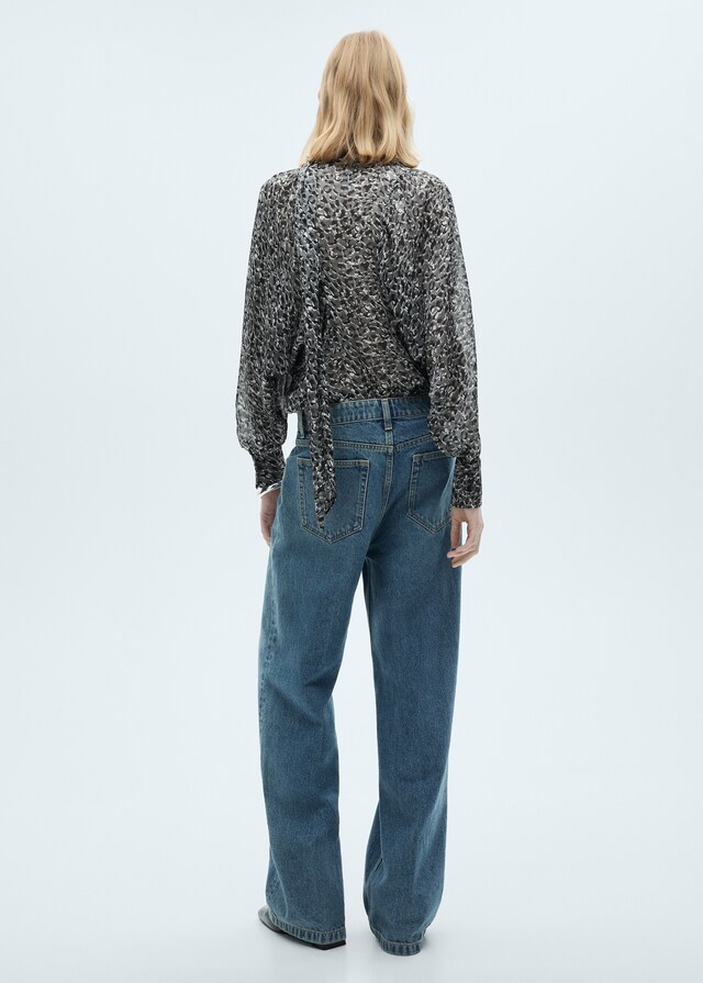 Mango Blusa leopardo lazo cuello Rebajas