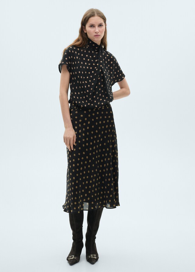 Mango Falda midi topos Descuento