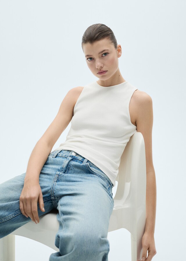 Mango Top algodón canalé COMPRAR AHORA