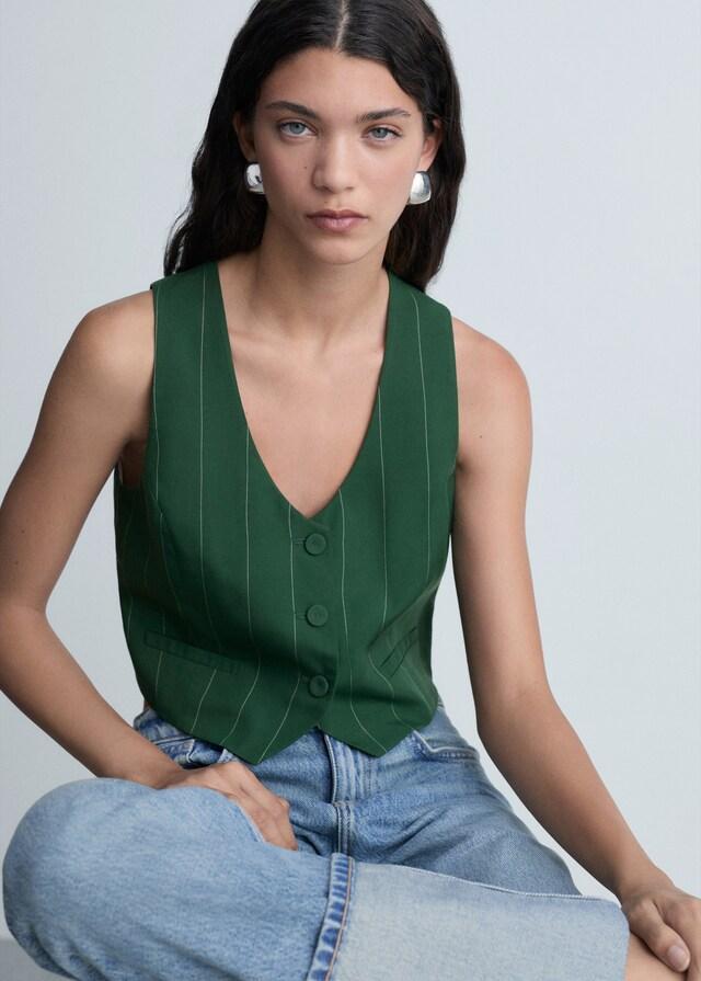 Mango Chaleco traje raya diplomática Precios de Black Friday