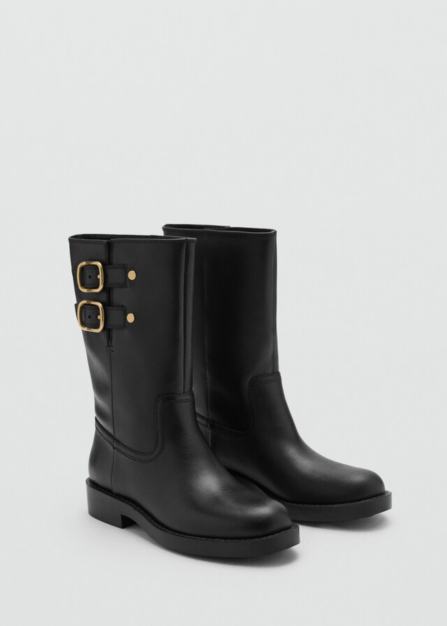 Mango Botín piel hebillas Oferta exclusiva