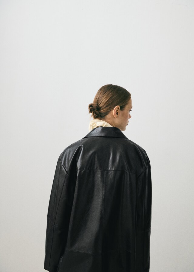 Mango Chaqueta oversize piel bolsillos Precio ultrabajo