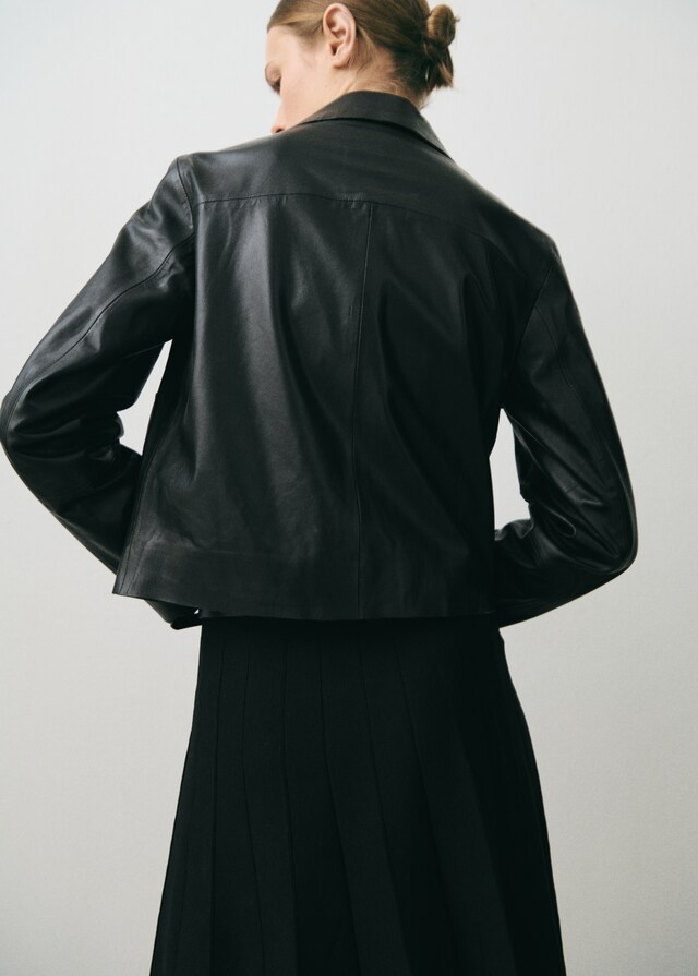 Mango Chaqueta piel botones En línea