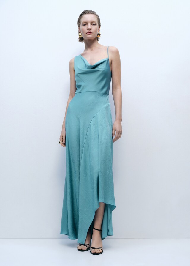 Mango Vestido asimétrico efecto arrugado Venta caliente