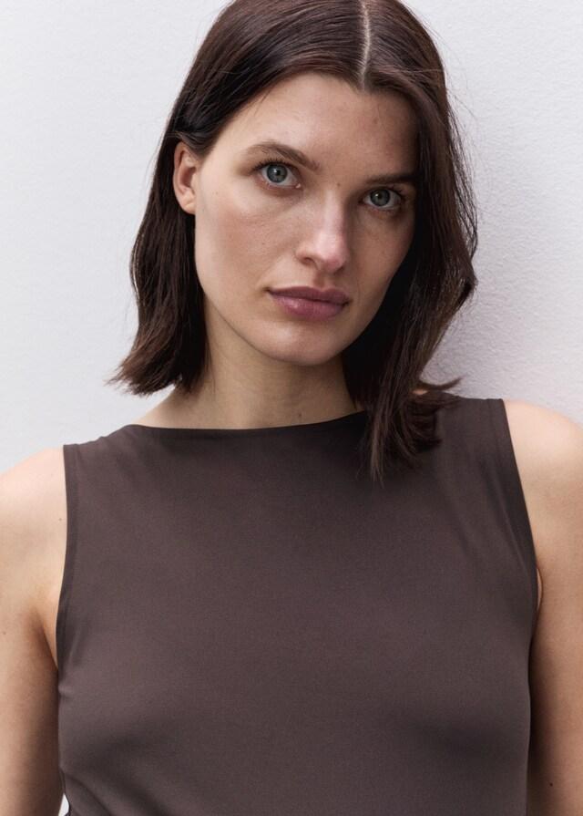 Mango Top cuello barco fruncidos Gran oferta
