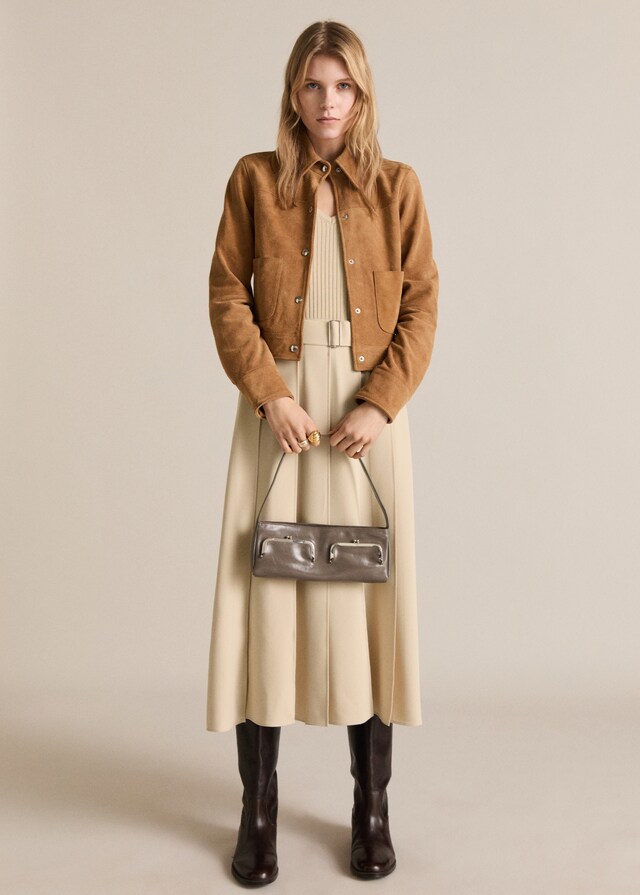 Mango Chaqueta piel ante Superdescuento