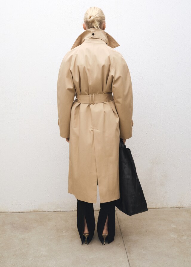 Mango Trench largo oversize algodón Grandes descuentos