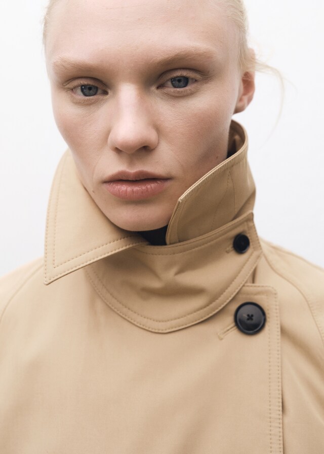 Mango Trench largo oversize algodón Grandes descuentos