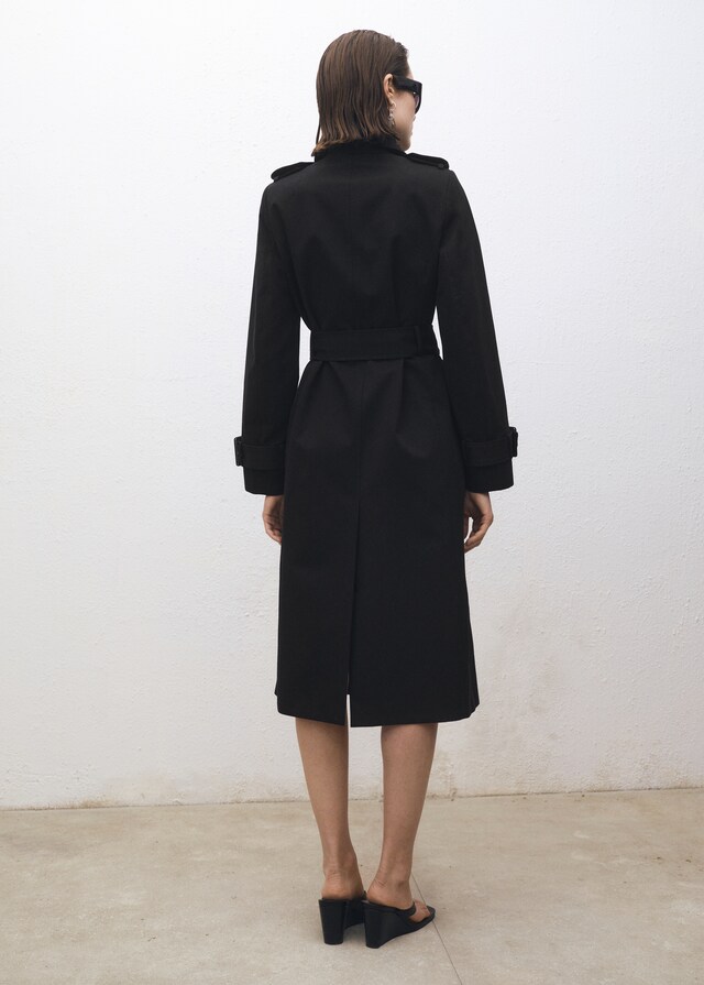Mango Trench algodón doble botonadura Liquidación
