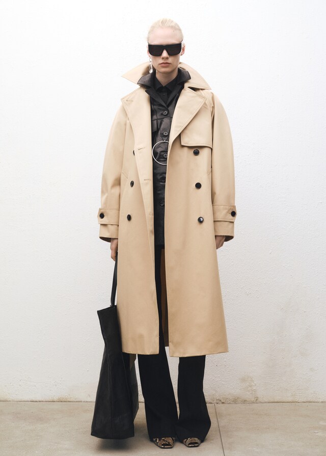 Mango Trench largo oversize algodón Tienda de fábrica