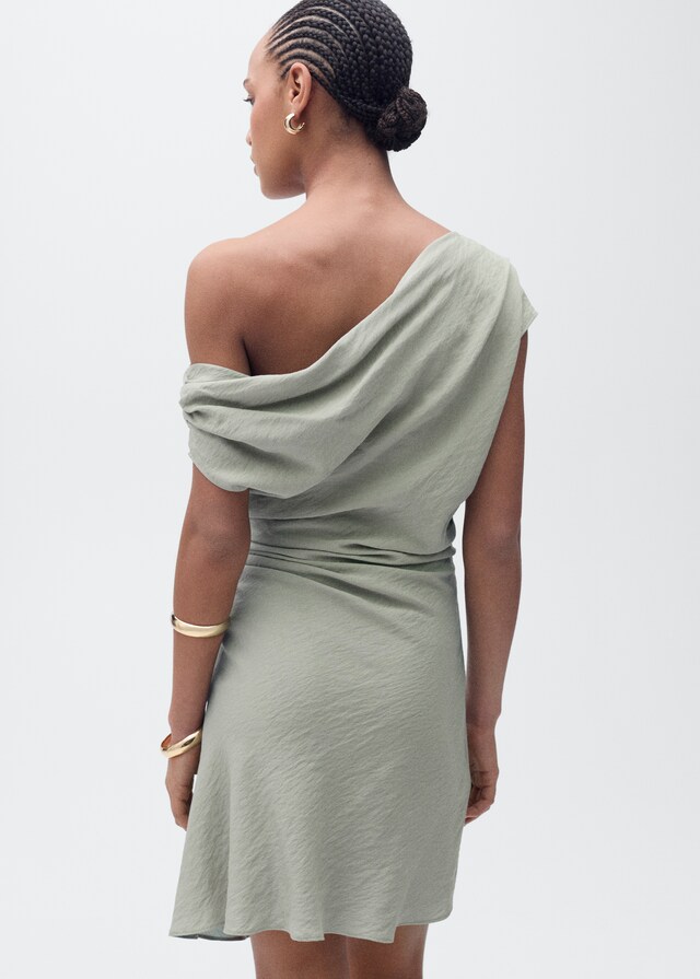 Mango Vestido corto drapeado asimétrico Grandes ahorros
