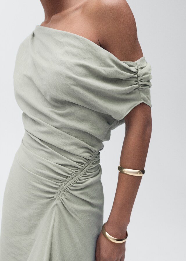 Mango Vestido corto drapeado asimétrico Grandes ahorros