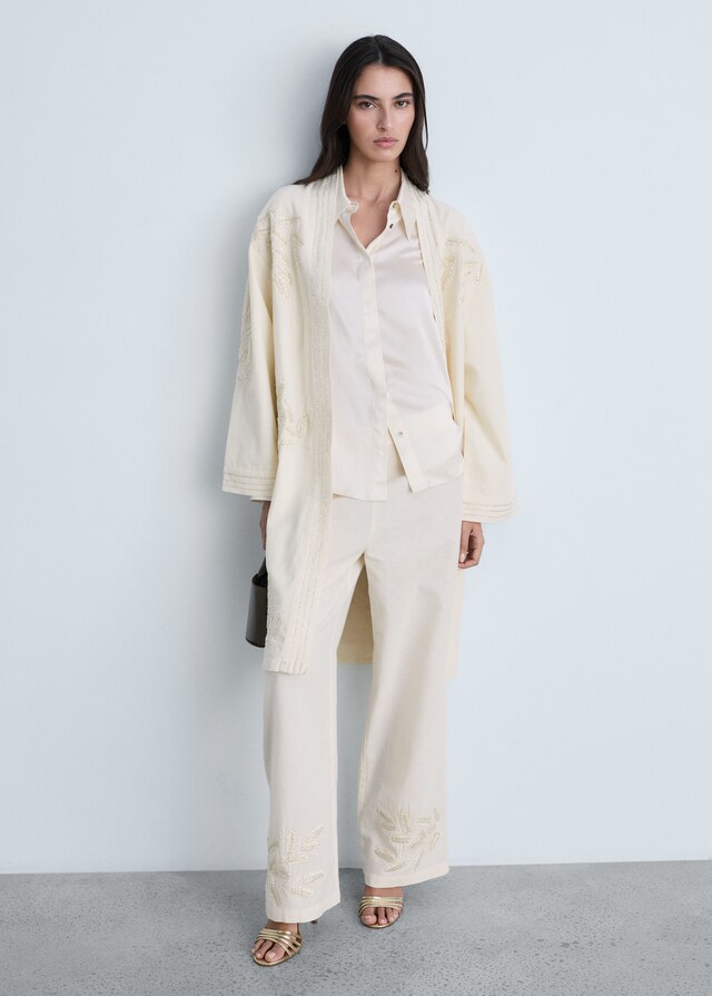Mango Pantalón recto bordado 2025