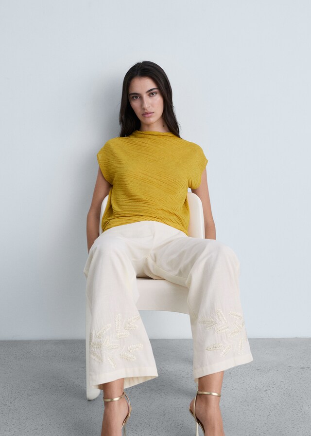 Mango Pantalón recto bordado 2025