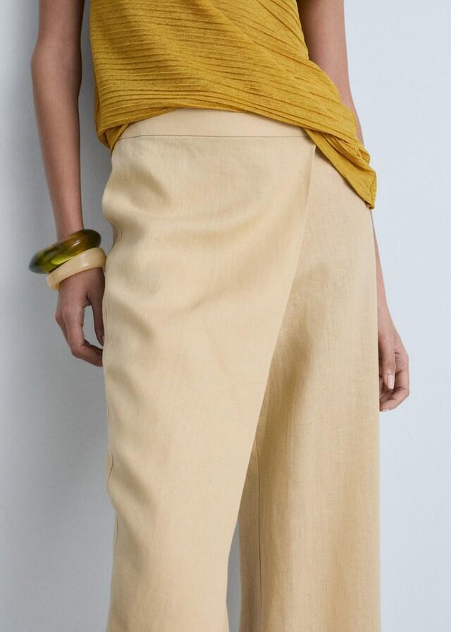 Mango Pantalón cruzado lino Outlet