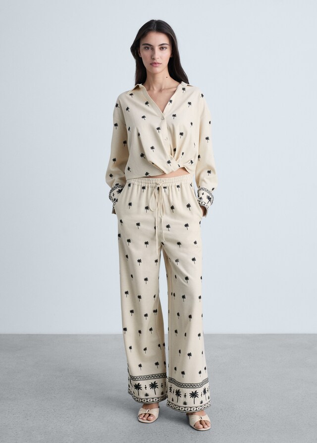 Mango Pantalón recto bordado Outlet online