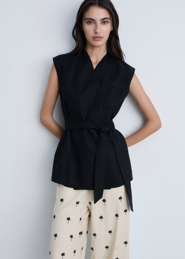 Mango Pantalón recto bordado Outlet online