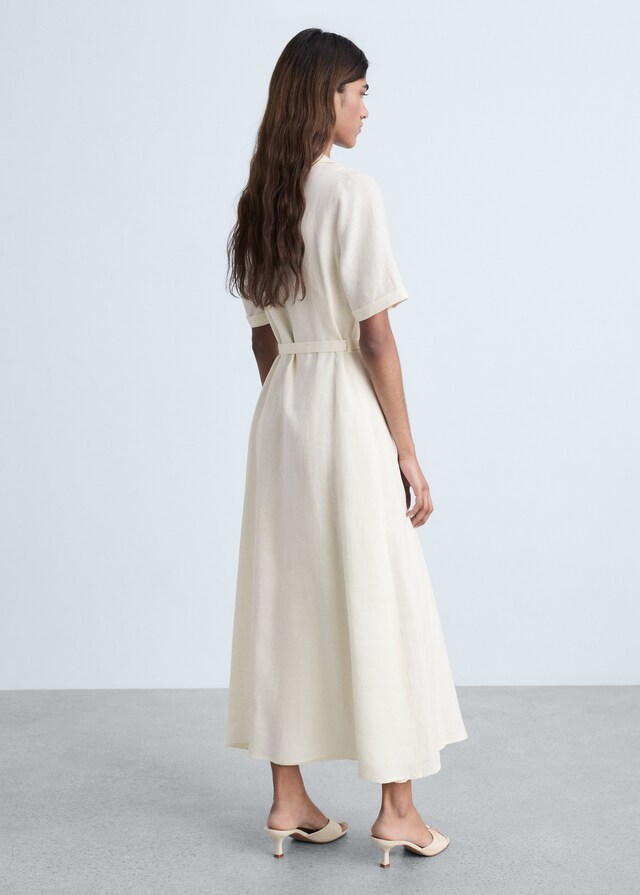 Mango Vestido lino cinturón Rebajas